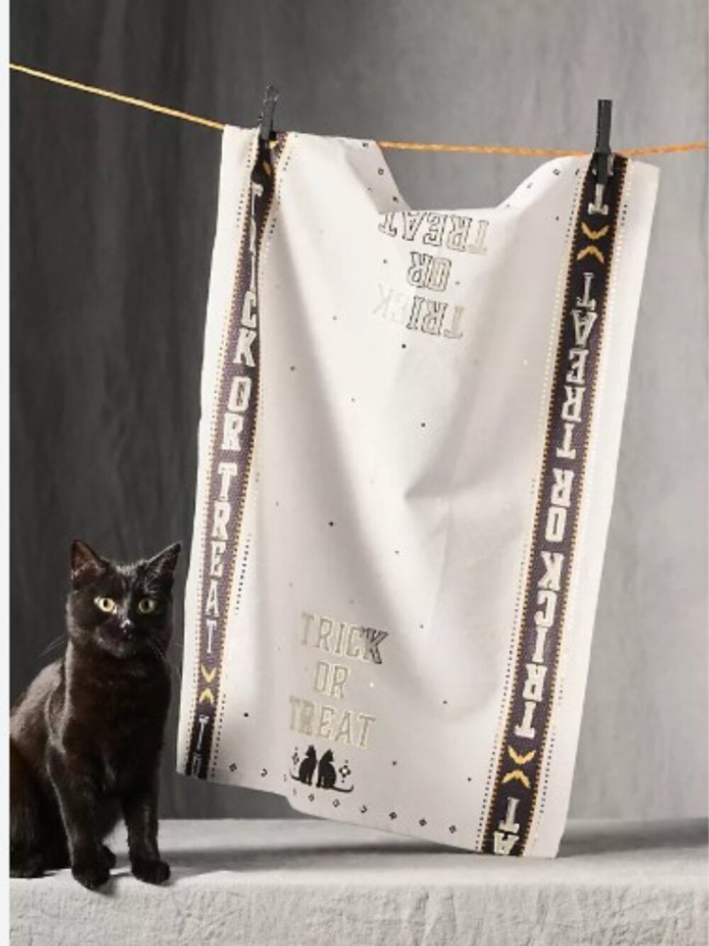Anthropologie - Halloween - Bistro Tile Trick-or-Treat Dish Towel - NWT